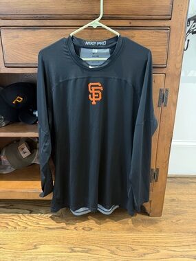 Nike Black Long Sleeve Performance Shirt with Orange SF Emblem